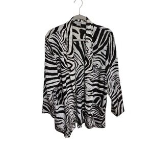Lizzy &‎ Johnny Zebra Print Open Front Cardigan Jacket Animal Print